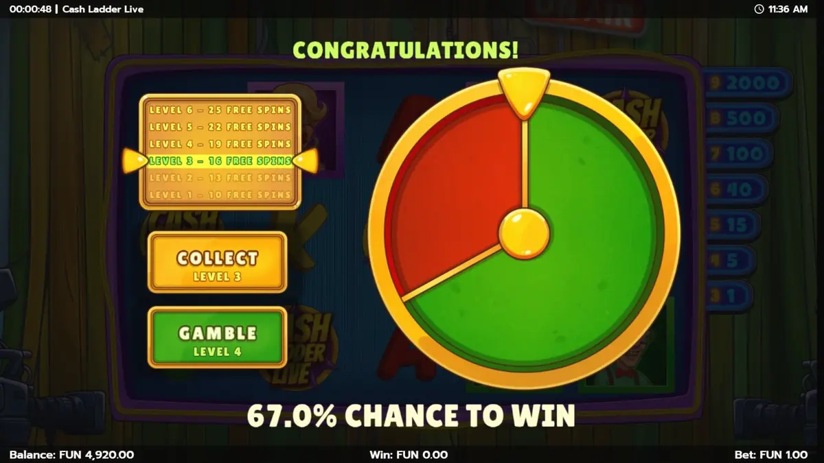 Tampilan visual studio televisi dalam slot Cash Ladder Live